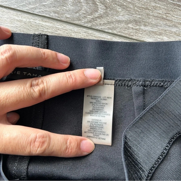 ELIE TAHARI Slim Ponte Pants  With Lamb Leather Trim on Sides - Picture 9 of 13
